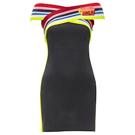 Fendi-Fendi Roma Amor cross strap FF Zucca bodycon dress-Black
