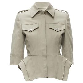 Alexander McQueen Baumwolljacke mit passgenauer Peplum-Form und Reißverschlussdetails Grau