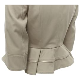 Alexander Mcqueen-Alexander McQueen cotton fitted zipper trim peplum utility jacket-Grey