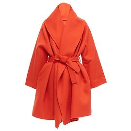 Bottega Veneta double face cashmere shawl collar belted coat Red