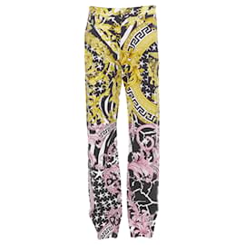 Versace-Versace Savage Barocco Medusa stud jeans-Golden,Metallic