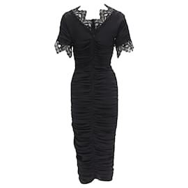 Dolce & Gabbana-Dolce & Gabbana silk lace trim cocktail dress-Black