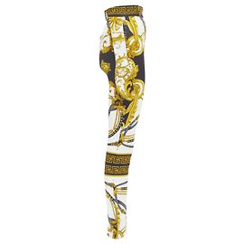 Calças legging com arnês Barocco Rodeo da Versace Dourado Metálico