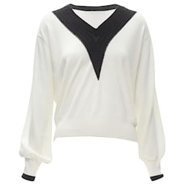 Chanel-Chanel wool intarsia chain schoolgirl sweater-Brown,Beige