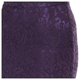 Dolce & Gabbana-Dolce & Gabbana floral lace overlay fitted pencil skirt-Purple