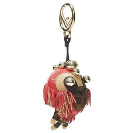 Fendi Space Monkey Zucca FF monogram stud keyring bag charm Brown