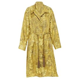 Abrigo de seda con flores y borlas de Oscar De La Renta Amarillo