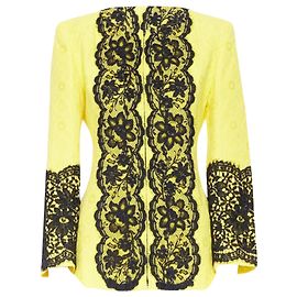 Jaqueta acolchoada de algodão com jacquard floral e renda Christian Lacroix Amarelo