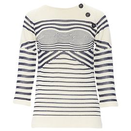 Pull marin à rayures optiques Cyber Baba de Jean Paul Gaultier Multicolore
