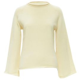 Pull en laine à manches larges avec bords roulés Yohji Yamamoto Blanc Écru