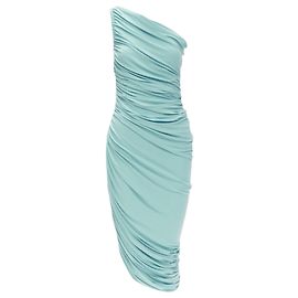 Norma Kamali Diana einseitig gerafftes Jersey Bodycon-Kleid Blau