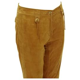 Dolce & Gabbana-Dolce & Gabbana suede leather tassel button pants-Brown