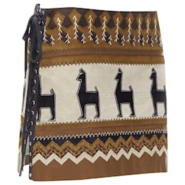 Dolce & Gabbana-Dolce & Gabbana Native American aztec suede mini skirt-Brown