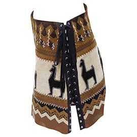 Dolce & Gabbana-Dolce & Gabbana Native American aztec suede mini skirt-Brown