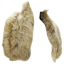 Autre Marque-Charlotte Simone fur silk lined collar cuff scarf-Brown