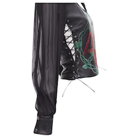 Dolce & Gabbana-Dolce & Gabbana scaled leather corset blouse-Black