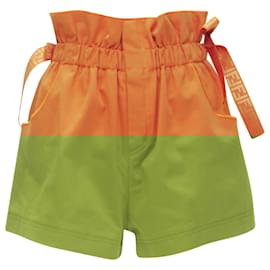 Fendi-Fendi FF monogram drawstring bloomer shorts-Orange