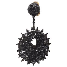 Orecchini a clip con perline Oscar De La Renta Nero