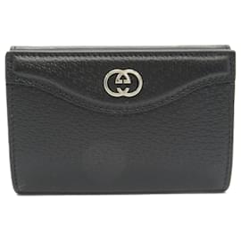 Gucci-Gucci Leather Interlocking G Card Case-Black