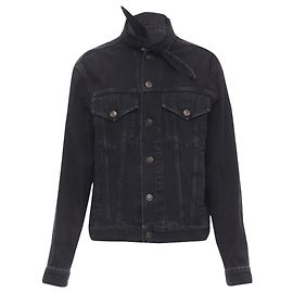 Giacca trucker in denim con colletto a sciarpa Balenciaga Grigio