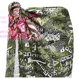 Balenciaga-Balenciaga logo print wrap tie maxi skirt-Red