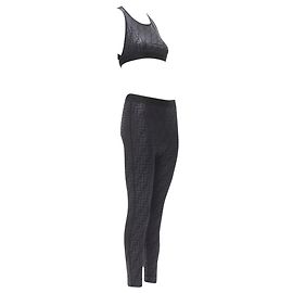 Fendi Forever Zucca monogram bra top legging set Black