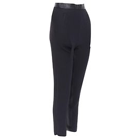 The Row deer leather trimmed virgin wool trousers Black