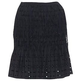 Alaïa Alaia geometrisch ausgeschnittene plissierte Perlenrock Schwarz