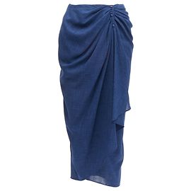 Thierry Mugler drape wrap waist button skirt Blue