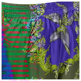 Versace-Versace Tresor De La Mer seashell print silk shorts-Blue