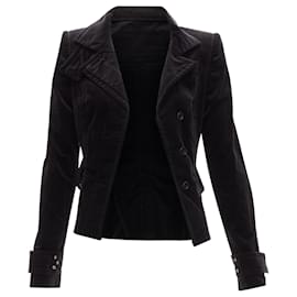 Gucci-Gucci Tom Ford velour eyelet fitted jacket blazer-Black