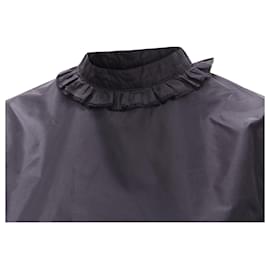 Dior-Christian Dior silk lace trim collar skirt muumuu dress-Black