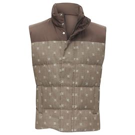 Chaleco de plumas de algodón jacquard con monograma FF Zucca de Fendi Castaño