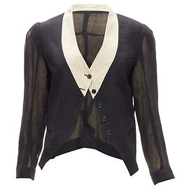 Ann Demeulemeester overlay sheer topstitched jacket Black