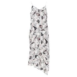 Vestido de seda asimétrico con estampado gráfico de Equipment Blanco
