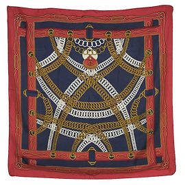 Cachecol de seda Hermès Vermelho/Azul Vermelho