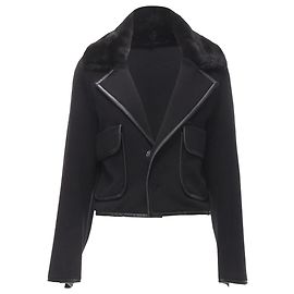 Jaqueta de lã com gola de pele de vison e detalhes em couro Dsquared2 Preto