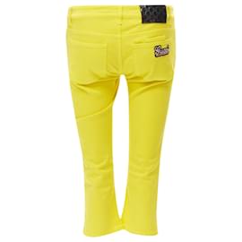 Gucci-Gucci GG logo embroidery patent tag knee length jeans-Yellow