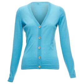 Gucci-Gucci cashmere silver button long sleeve cardigan sweater-Blue