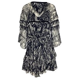 Vestido mini de chiffon com babados IRO Clash em viscose preta Preto