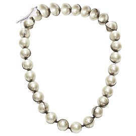 Collar princesa de perlas, malla y cinta de Lanvin Alber Elbaz Blanco
