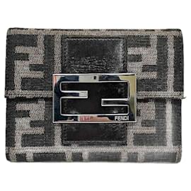 Fendi-Fendi Zucca Bifold Wallet Canvas Leather-Brown