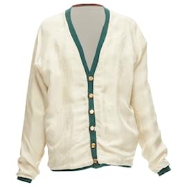 Gucci-Gucci reversible web button oversized cardigan-White,Cream