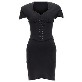 Vestido bodycon de jersey corset com amarração Thierry Mugler Preto