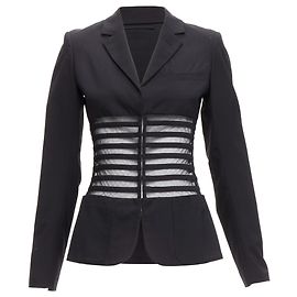 Jean Paul Gaultier Femme wool sheer corset blazer jacket Black