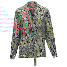 Gucci-Gucci Alessandro Michele floral GG pearl bow silk shirt-Red