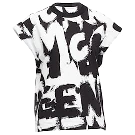 Alexander Mcqueen-Alexander McQueen cotton graffiti boxy top-Black