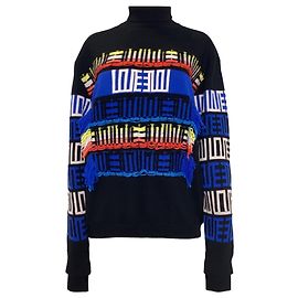 Kenzo Strickpullover mit besticktem Rollkragen aus mehrfarbiger Wolle Mehrfarben