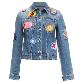 Louis Vuitton yayoi kama faces leather patch denim jacket