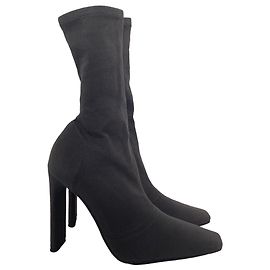 Yeezy Season 7 Sock Ankle Boots in Black Canvas Black